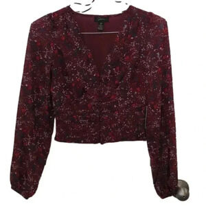 JAPNA women's floral Long sleeve crop top